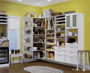 yellow room with pantry storage