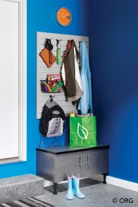 blue edroom with coat storage and drawers