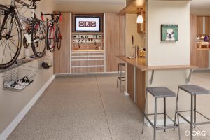 storage cabinets with bike storage and open floor