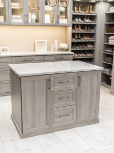 gray custom island drawers