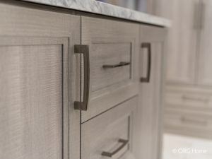 closet up of gray wood drawers