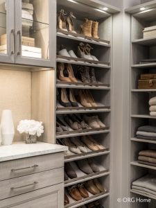 vertical shoe rack with women's shoes