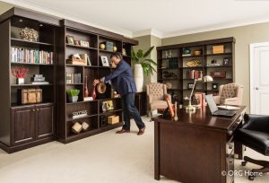 man using storage for murphy bed