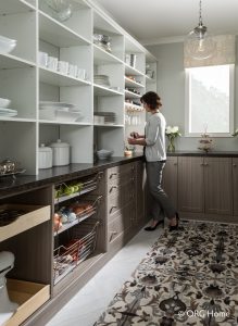custom pantry storage with woman browsing