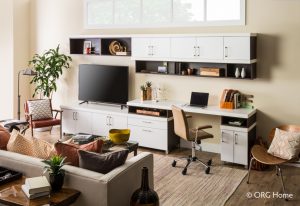 custom home office with tv stand