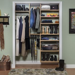 mudroom closet for shoes and coats